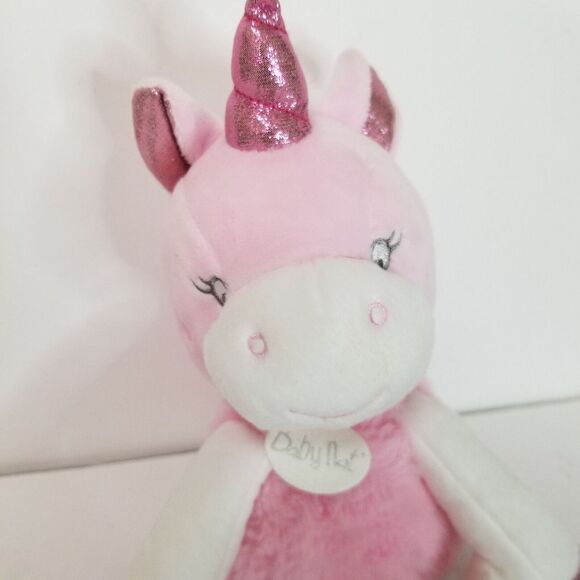 Baby Nat‎ Unicorn Pink Stuffed Plush with Spakley Accents & Security Blanket - Picture 6 of 15